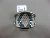 ESTATE WIDE 2.86CT WHITE & BLUE DIAMOND 14KT WHITE GOLD 3D CONCAVE COCKTAIL RING