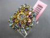 ESTATE LARGE 2.13CT DIAMOND & AAA MULTI GEM 14K YELLOW GOLD CIRCULAR FLOWER RING