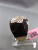 ESTATE WIDE .20CT DIAMOND 14KT ROSE GOLD 3D BROWN ENAMEL ETOILE FLOWER FUN RING