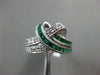 ESTATE WIDE .91CT DIAMOND & AAA EMERALD 18KT WHITE GOLD 3D LOVE KNOT FUN RING