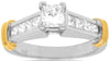 ESTATE 1.05CT PRINCESS DIAMOND 14KT WHITE & YELLOW GOLD 3D ENGAGEMENT RING