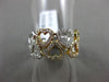 ESTATE WIDE .38CT DIAMOND 18KT TRI COLOR GOLD 3D OPEN DOUBLE ROW HEART LOVE RING