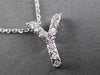 ESTATE .20CT DIAMOND 14KT WHITE GOLD 3D " Y " INITIAL FLOATING PENDANT #13039