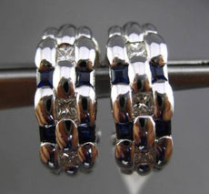 ESTATE .98CT DIAMOND & SAPPHIRE 14KT WHITE GOLD ELONGATED BRICK CLIP ON EARRINGS