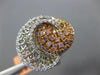 ESTATE LARGE .86CT WHITE & PINK DIAMOND 18K WHITE & ROSE GOLD OPEN FILIGREE RING