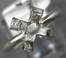 ANTIQUE .16CT DIAMOND 14KT WHITE GOLD 3D FLOWER SEMI MOUNT ENGAGEMENT RING 14766