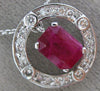 ESTATE 2.20CT DIAMOND & AAA RUBY 18KT WHITE GOLD SOLITAIRE FLOATING PENDANT #392