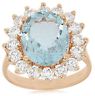 ESTATE EXTRA LARGE 5.6CT DIAMOND & AAA AQUAMARINE 14K ROSE GOLD ANNIVERSARY RING