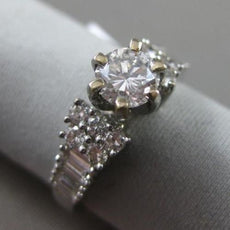 ESTATE WIDE 1.46CT DIAMOND 18KT WHITE GOLD FILIGREE CLASSIC ENGAGEMENT RING