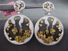 ESTATE LARGE 12.06CT WHITE & FANCY YELLOW DIAMOND 18K 2 TONE GOLD GLOBE EARRINGS