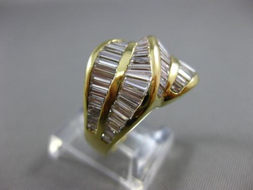 ANTIQUE WIDE 2.50CT BAGUETTE DIAMOND 18KT YELLOW GOLD COCKTAIL RING E/F #20143