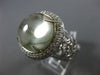 ESTATE LARGE 9.10CT DIAMOND & AAA CABOCHON GREEN AMETHYST 14KT WHITE GOLD RING