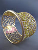 MASSIVE 27.48CT PINK & INTENSE YELLOW DIAMOND 18K ROSE GOLD FILIGREE WEB BANGLE
