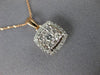 ESTATE .50CT DIAMOND 14KT WHITE & ROSE GOLD CLUSTER HALO SQUARE FLOATING PENDANT