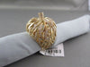 ANTIQUE WIDE  1.60CT DIAMOND 18KT YELLOW GOLD 3D OPEN FILIGREE FLOWER LEAF RING