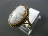 ANTIQUE WIDE 14KT YELLOW GOLD 3D HANDCRAFTED BEAUTIFUL LADY CAMEO OVAL ROPE RING