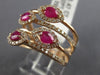 ESTATE LARGE 1.09CT DIAMOND & AAA RUBY 14KT ROSE GOLD MULTI ROW ANNIVERSARY RING