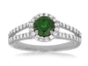 ESTATE 1.23CT DIAMOND & AAA RUSSALITE 14K WHITE GOLD ROUND HALO ENGAGEMENT RING