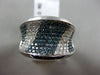 ESTATE LARGE 1.62CT WHITE BLUE DIAMOND 14K WHITE GOLD MULTI ROW CONCAVE FUN RING