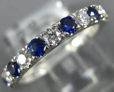.59CT DIAMOND & AAA SAPPHIRE 18KT WHITE GOLD SEMI ETERNITY 2MM ANNIVERSARY RING
