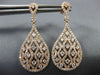 ESTATE 1.35CT DIAMOND 14KT ROSE GOLD 3D TEAR DROP OPEN FILIGREE HANGING EARRINGS