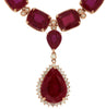 ESTATE EXTRA LARGE 137.95CT DIAMOND & AAA RUBY 14KT ROSE GOLD FILIGREE NECKLACE