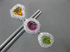ESTATE WIDE 7.54CT DIAMOND & MULTI GEM 18KT WHITE GOLD CLIP ON HANGING EARRINGS