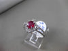 ESTATE .85CT DIAMOND & AAA RUBY 18KT WHITE GOLD SQUARE FILIGREE ENGAGEMENT RING