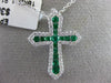 ESTATE .64CT DIAMOND & AAA EMERALD 14KT WHITE GOLD 3D HALO ETOILE CROSS PENDANT