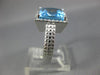 ESTATE LARGE 8.0CT AAA BLUE TOPAZ 14KT WHITE GOLD SOLITAIRE FILIGREE RING #26572