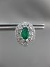 ESTATE 1.32CT DIAMOND & AAA EMERALD 14KT WHITE GOLD OVAL FLOWER HUGGIE EARRINGS