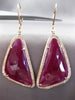 ANTIQUE LARGE 29.0CT DIAMOND & RED CORRUNDUM RUBY 14KT ROSE GOLD DROP EARRINGS