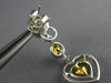 ESTATE LARGE 2.34CT WHITE & FANCY YELLOW DIAMOND 18KT 2 TONE GOLD HEART EARRINGS