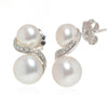 0.06CT DIAMOND & AAA SOUTH SEA PEARL 18KT WHITE GOLD CLASSIC FUN HANGING EARRINGS