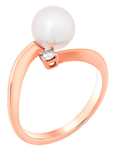0.06CT DIAMOND & AAA SOUTH SEA PEARL 18KT ROSE GOLD CLASSIC CRISS CROSS LOVE RING