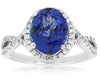 ESTATE LARGE 3.30CT DIAMOND & AAA TANZANITE 14KT WHITE GOLD HALO ENGAGEMENT RING
