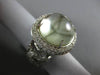 ESTATE LARGE 9.10CT DIAMOND & AAA CABOCHON GREEN AMETHYST 14KT WHITE GOLD RING