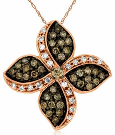 .50CT WHITE & CHOCOLATE FANCY DIAMOND 14K ROSE GOLD FLOWER INFINITY LOVE PENDANT
