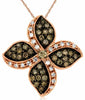 .50CT WHITE & CHOCOLATE FANCY DIAMOND 14K ROSE GOLD FLOWER INFINITY LOVE PENDANT