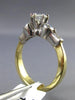 ESTATE 1.0CT ROUND & BAGUETTE DIAMOND 14K TWO TONE GOLD 3D ENGAGEMENT RING #3338