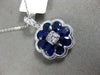 ESTATE LARGE 2.30CT DIAMOND & AAA SAPPHIRE 18K WHITE GOLD FLOWER CLASSIC PENDANT