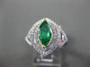 ESTATE 1.37CT DIAMOND & EMERALD 18KT TWO TONE GOLD MARQUISE HALO ENGAGEMENT RING