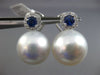 EXTRA LARGE .84CT DIAMOND AAA SAPPHIRE & SOUTH SEA PEARL 18K WHITE GOLD EARRINGS