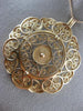 ANTIQUE EXTRA LARGE 14KT ROSE GOLD CLASSIC FLOWER CIRCLE FILIGREE PENDANT #21874