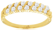 .43CT DIAMOND 14KT YELLOW GOLD 3D DOUBLE ROW CHANNEL DIAGONAL ANNIVERSARY RING