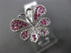 ESTATE WIDE .68CT DIAMOND & AAA PINK SAPPHIRE 18KT WHITE GOLD 3D BUTTERFLY RING