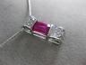 ANTIQUE 1.27CT DIAMOND & AAA RUBY 18KT WHITE GOLD 3D BAR SLIDE PENDANT #11254