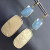ESTATE LARGE 14KT YELLOW GOLD 3D AAA BLUE CHELCEDONY HAMMERED HANGING EARRINGS