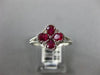 ESTATE .80CT DIAMOND & AAA RUBY 14K WHITE GOLD 4 LEAF FLOWER FILIGREE FUN RING