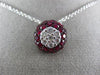 ESTATE LARGE 2.39CT DIAMOND & AAA RUBY 18KT WHITE GOLD FILIGREE FLOWER PENDANT